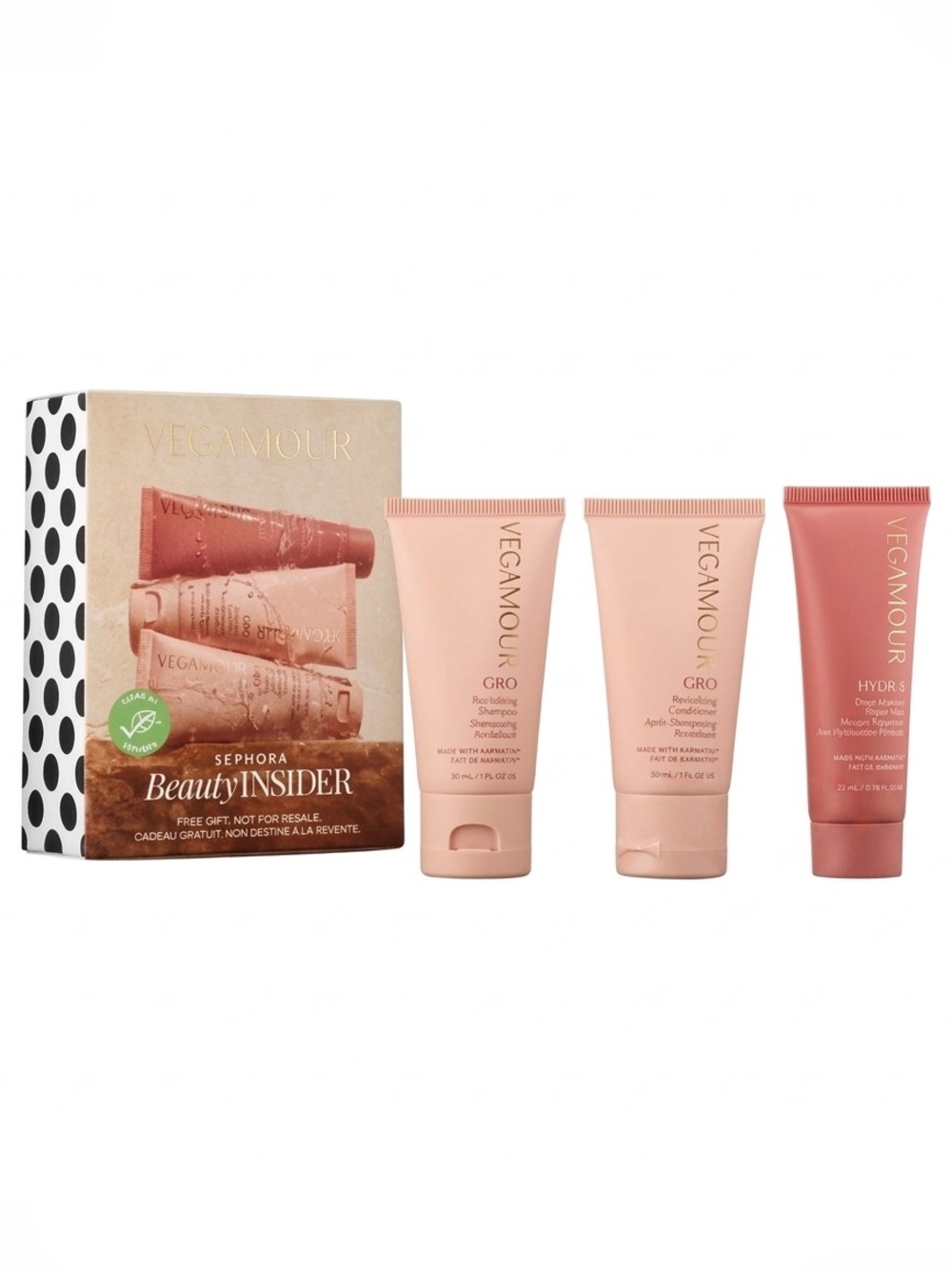 Vegamour GRO Revitalizing Shampoo & Conditioner & Repair Mask Travel Gift Set